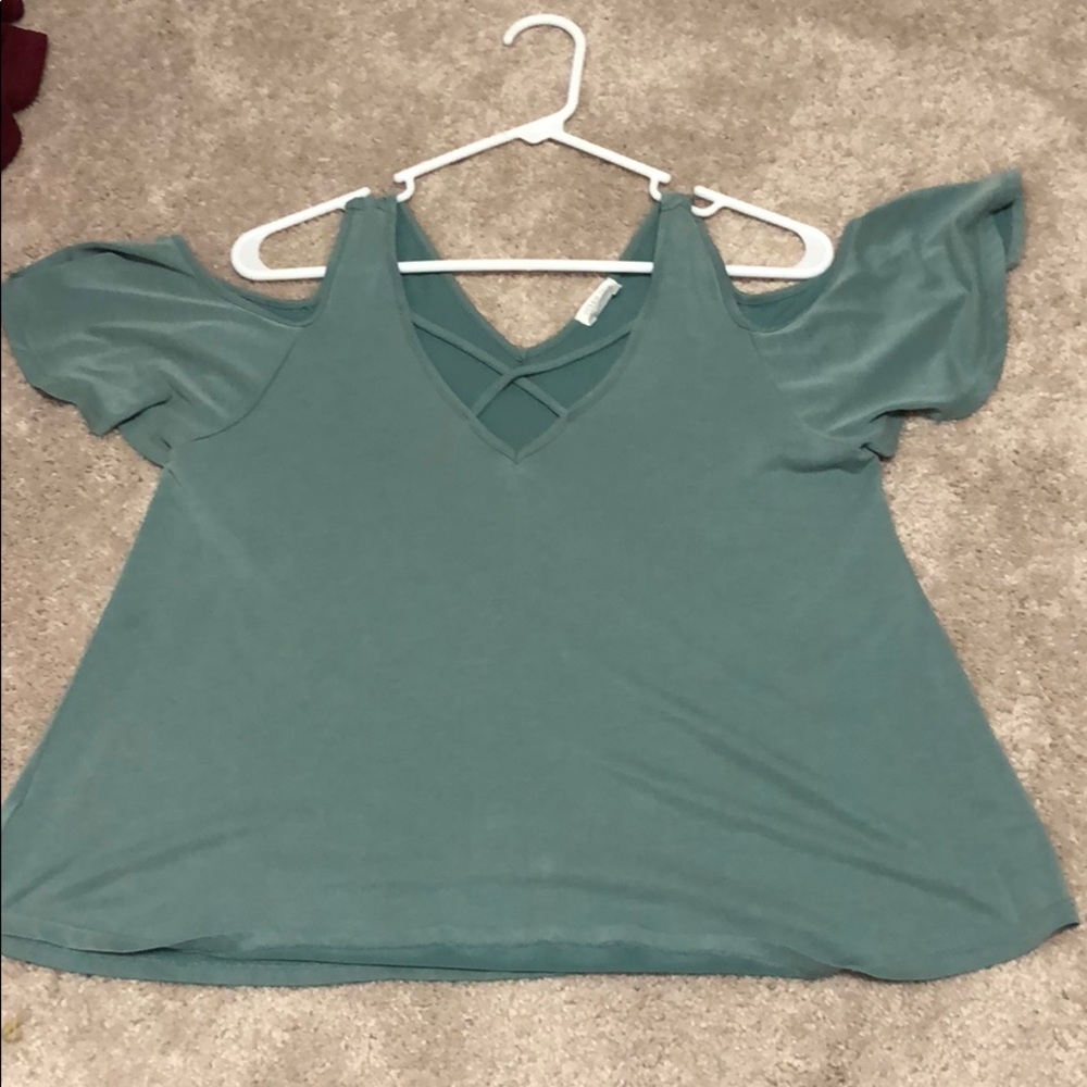 Green Top with cut outs “Sienna Sky”